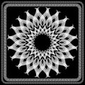 Floral black and white mandala pattern. Square frame. Vector ornamental background. Decorative tribal ethnic backdrop. Greek Royalty Free Stock Photo