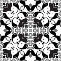 Floral black and white Paisley vector seamless pattern. Drawing ornamental floral backgraund. Ethnic symmetrical paisley