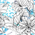 Floral Black and White Pattern. Blue Artistic Royalty Free Stock Photo