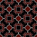 Floral black white red greek seamless pattern. Vector ornamental background. Vintage repeat backdrop. Greek ornament. Abstract Royalty Free Stock Photo