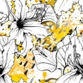 Floral Black and White Trends Artistic Watercolor. Royalty Free Stock Photo