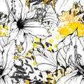 Floral Black and White Trends Artistic Watercolor. Royalty Free Stock Photo