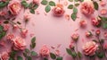 Floral Bliss: A Feminine Composition for Celebrations and Special Occasions with Pink Roses and Copy Space Royalty Free Stock Photo