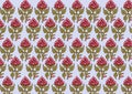 FLORAL BLOCK PRINT SEAMLESS PATTERN VECTOR ILLUSTRATION Royalty Free Stock Photo