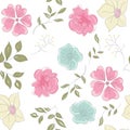 Floral bloom seamless pattern hand drawn