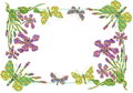 Floral border with butterflies for invitation, watercolor illustration