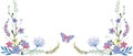 Floral border with butterfly set