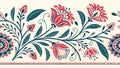 Floral border pattern, decorative design and ornamental art element vector design Generative AI Royalty Free Stock Photo
