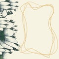 Floral border for social media posting. Vintage style. Hand drawn daisies in watercolor with outline