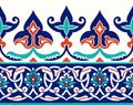 Floral border for your design. Traditional Turkish Ã¯Â¿Â½ Ottoman seamless ornament. Iznik.