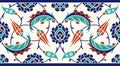 Floral border for your design. Traditional Turkish Ã¯Â¿Â½ Ottoman seamless ornament. Iznik. Royalty Free Stock Photo