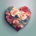 Rose heart on blue background. Spring, summer, love nature concept Royalty Free Stock Photo