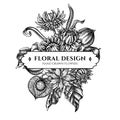 Floral bouquet design with black and white black caraway, helichrysum, physalis