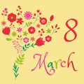 Floral bouquet design for 8 march international woman day. Royalty Free Stock Photo