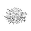 Floral bouquet. Flower engraving retro greeting card design Royalty Free Stock Photo