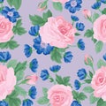 Floral bouquet seamless pattern. Flower rose background.