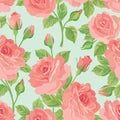 Floral bouquet seamless pattern. Flower rose garden background. Royalty Free Stock Photo