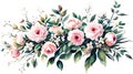 Floral bouquet, watercolor vector illustration. Pink roses flowers arrangement. Royalty Free Stock Photo