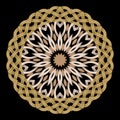 Floral braided mandala. Round ornamental textured frame. Tribal ethnic traditional vector background. Celtic beautiful pattern.