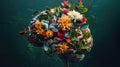 Floral brain on dark background. National Mental Health Awareness Royalty Free Stock Photo