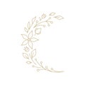 Floral branch bud leaves curved plant wedding beauty logo line art deco vintage vector illustration
