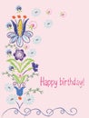 Floral, bright embroidery - card