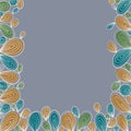 Floral bright hand drawn curly framing on grey background with w