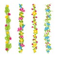 Floral brushes or borders with colorful flowers Royalty Free Stock Photo