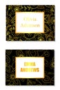 Floral business card black and golden