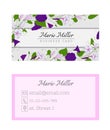 Floral business card template. Elegant feminine design with flowers binweed and convolvulus. Royalty Free Stock Photo