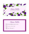 Floral business card template. Elegant feminine design with flowers binweed and convolvulus. Royalty Free Stock Photo