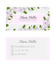 Floral business card template. Elegant feminine design with flowers binweed and convolvulus.