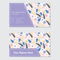 Floral business card template with pink and purple flower background Royalty Free Stock Photo