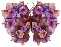 Floral butterfly made dried lily petals pressed Petunia flower Royalty Free Stock Photo