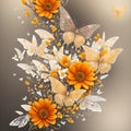 floral butterfly orange realistic background wallpaper