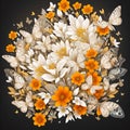 floral butterfly orange realistic background wallpaper