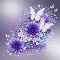 floral butterfly purple realistic background wallpaper Royalty Free Stock Photo