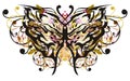 Floral butterfly wings with lions heads pattern inside Royalty Free Stock Photo