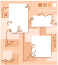 Floral calligraphy elements orange pastel color mood board or photo frame