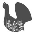 Floral capercaillie pictogram isolated vector illustration