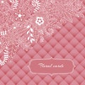 Floral card design, flowers and leaf doodle elements. Royalty Free Stock Photo