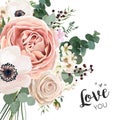 Floral card vector elegant Design with garden flower lavender pi Royalty Free Stock Photo