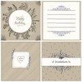 Floral cards set, herbal frames, vector hand drawn old style cards and frames collection Royalty Free Stock Photo