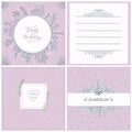 Floral cards set, herbal frames, vector hand drawn old style cards and frames collection Royalty Free Stock Photo