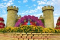 Floral castle in Dubai Miracle Garden Dubai UAE Royalty Free Stock Photo