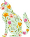 Floral cat. Abstract design with roses and daisy Royalty Free Stock Photo