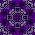 Floral celtic mandalas seamless pattern. Vector lines background. Repeat line art violet arabic ornamets. Intricate curved lines