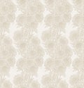 Floral Chrysanthemums seamless pattern in light beige color