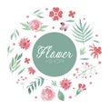 Floral Circle Arrangement for Flower Shop Design Vector Template