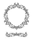 Floral circle Frame in classic style. Cute retro calligraphic frame